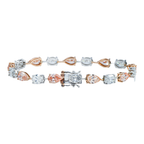 14K Two Tone Multi Cut Fancy Pink & White Diamond Satellite Bracelet 13.49ct