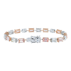 14K Two Tone Multi Cut Fancy Pink & White Diamond Satellite Bracelet 15.38ct