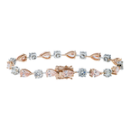 14K Two Tone Pear Cut Fancy Pink & White Diamond Satellite Bracelet 12.37ct