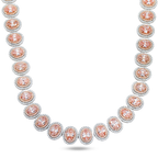White Gold Oval Cut Fancy Pink Diamond Necklace W/ Halo