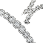 White Gold Graduated Round & Baguette Cut Diamond Tennis Chain 25.10ct