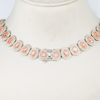 White Gold Oval Cut Fancy Pink Diamond Necklace W/ Halo