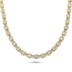 14K Two Tone Round & Baguette Cut Diamond Chain 14.62ct
