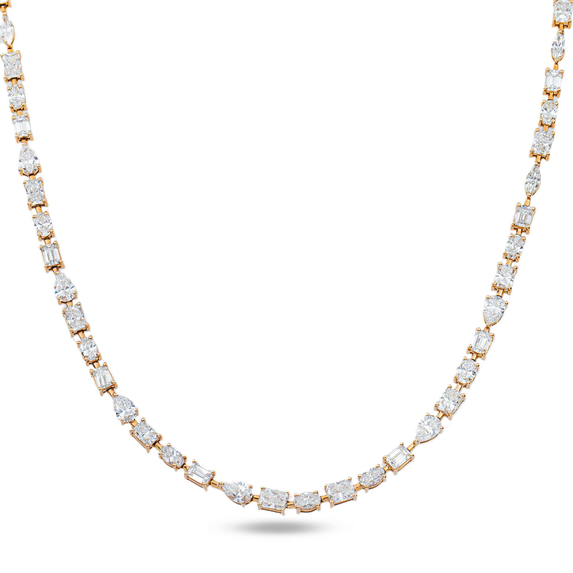 14K Rose Gold Multi Cut Diamond Satellite Necklace 28.19ct
