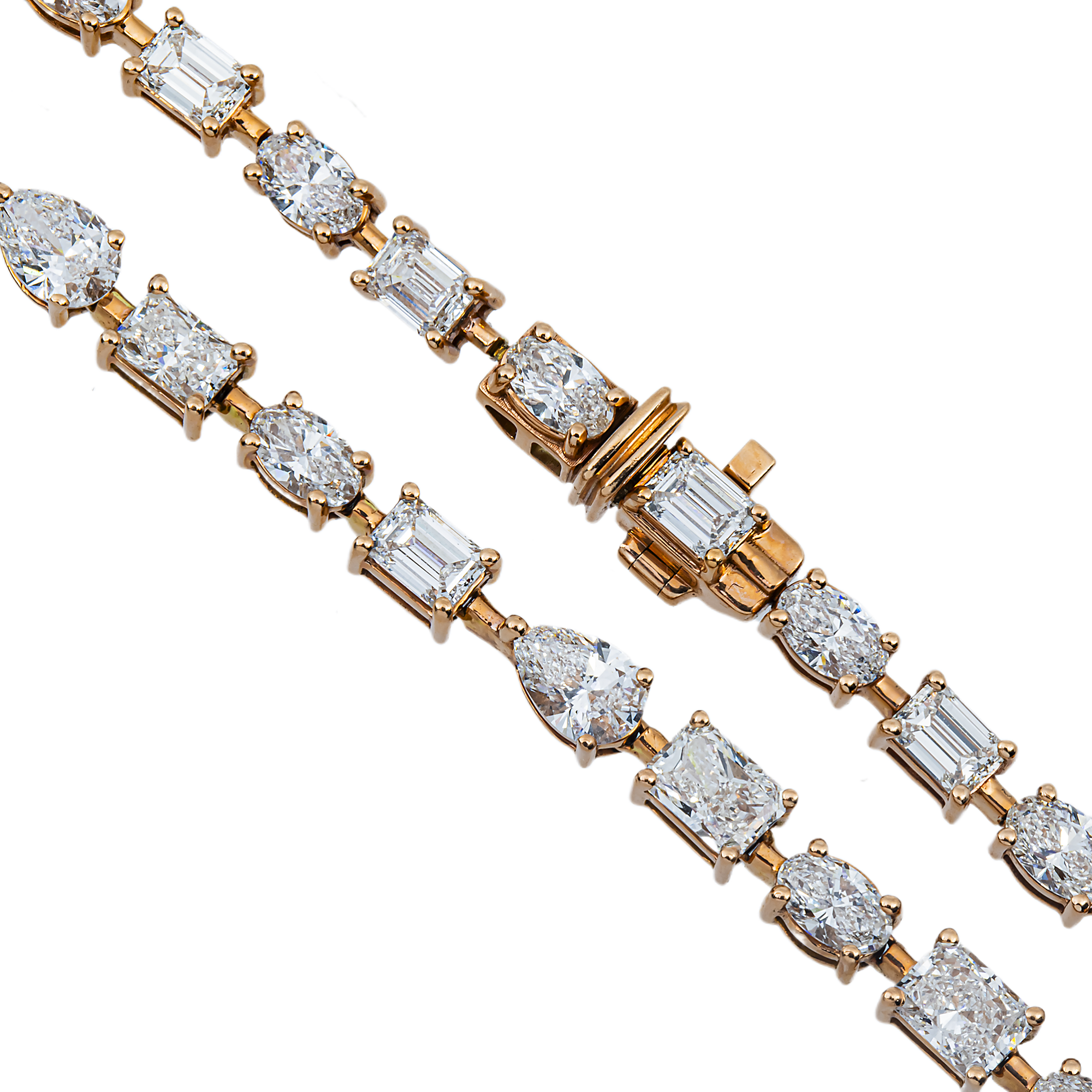 14K Rose Gold Multi Cut Diamond Satellite Necklace 28.19ct