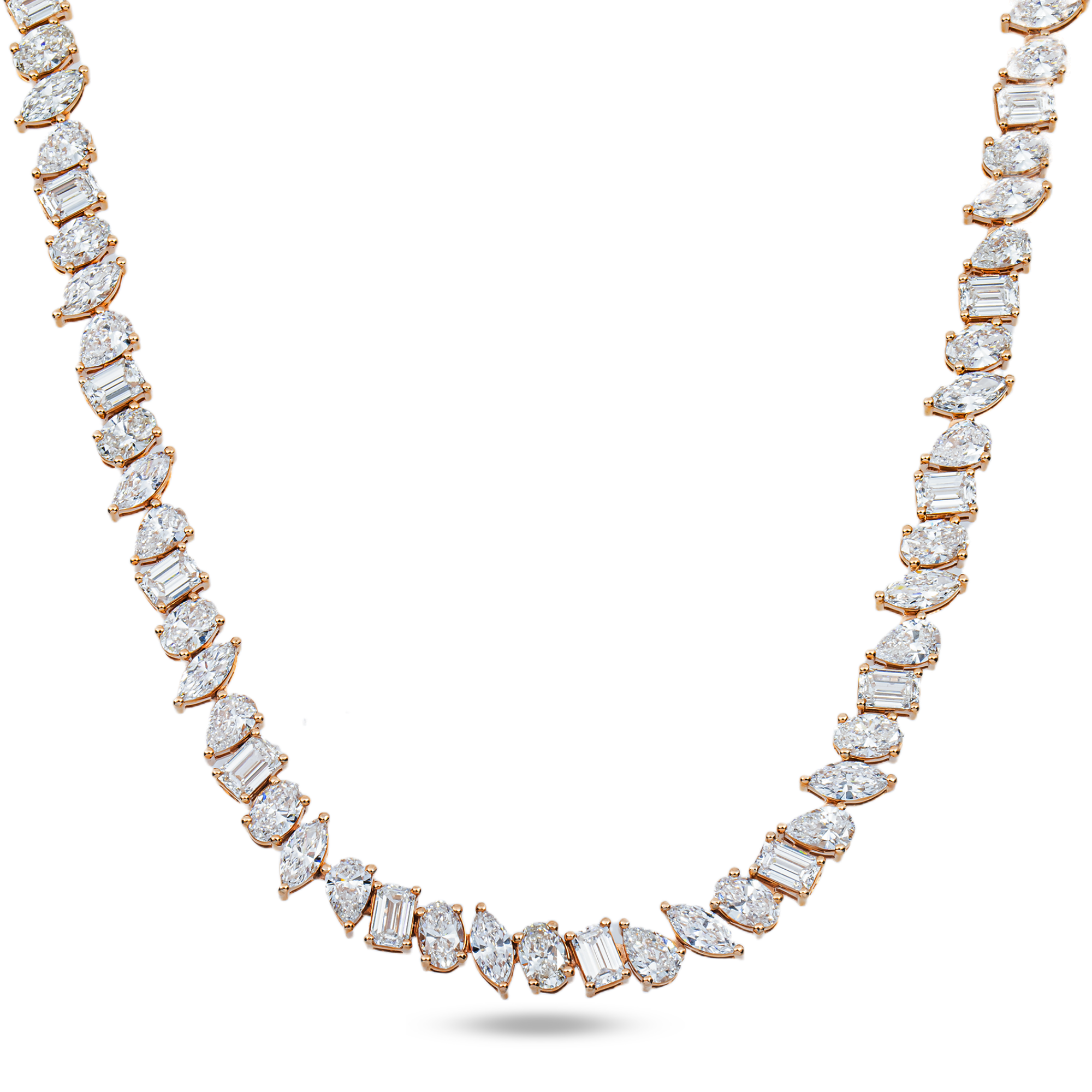Rose Gold Multi Cut Diamond Necklace