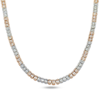 14K Two Tone Round & Baguette Cut Diamond Tennis Chain 19.83ct