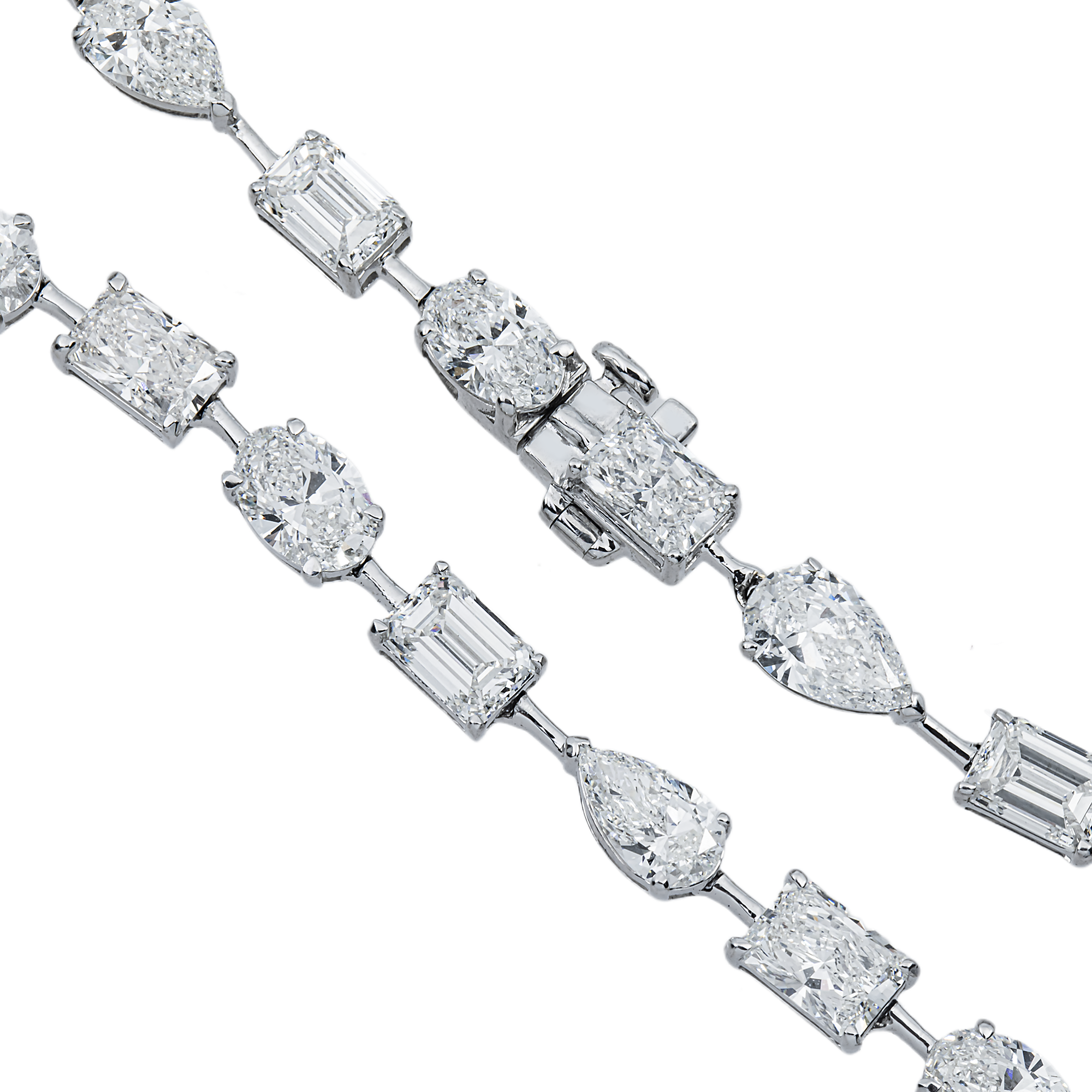 White Gold Multi Cut Diamond Satellite Necklace