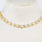 14K Two Tone Round & Baguette Cut Diamond Chain 14.62ct
