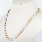 14K Two Tone Round & Baguette Cut Diamond Chain 23.74ct