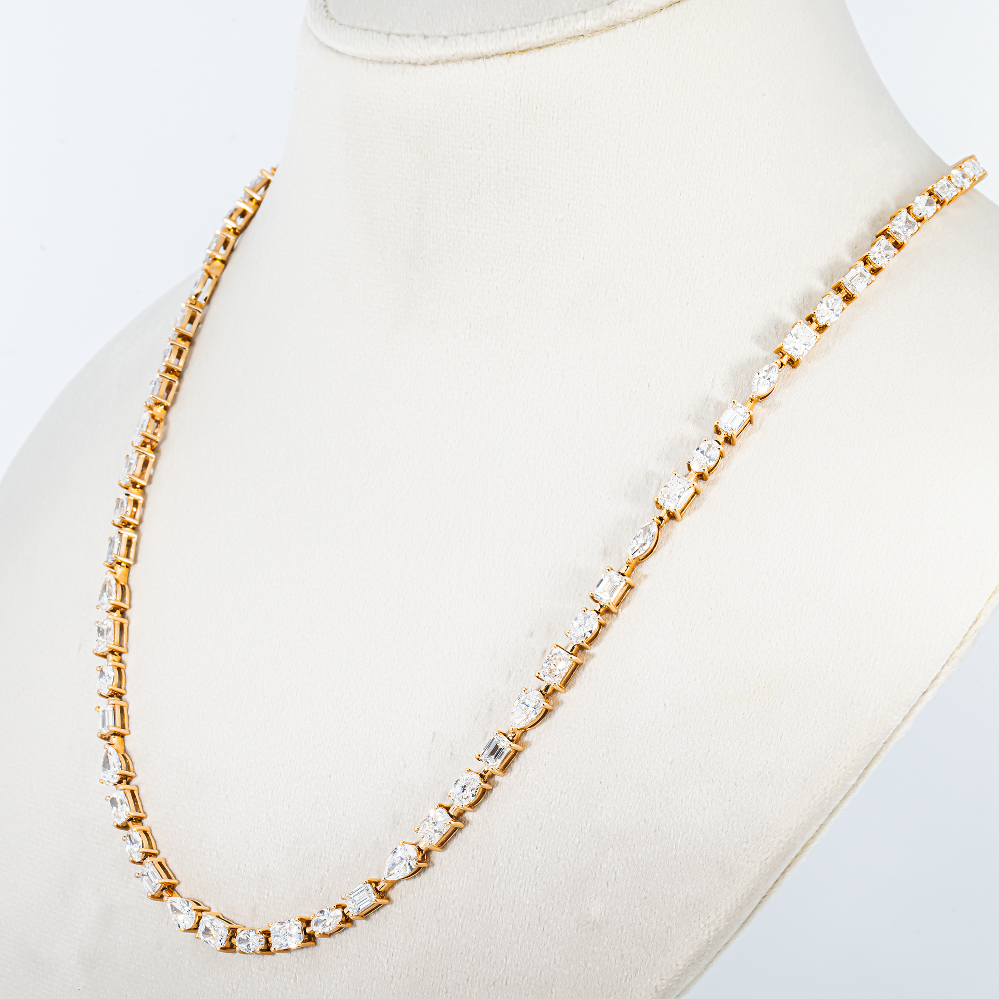 14K Rose Gold Multi Cut Diamond Satellite Necklace 28.19ct