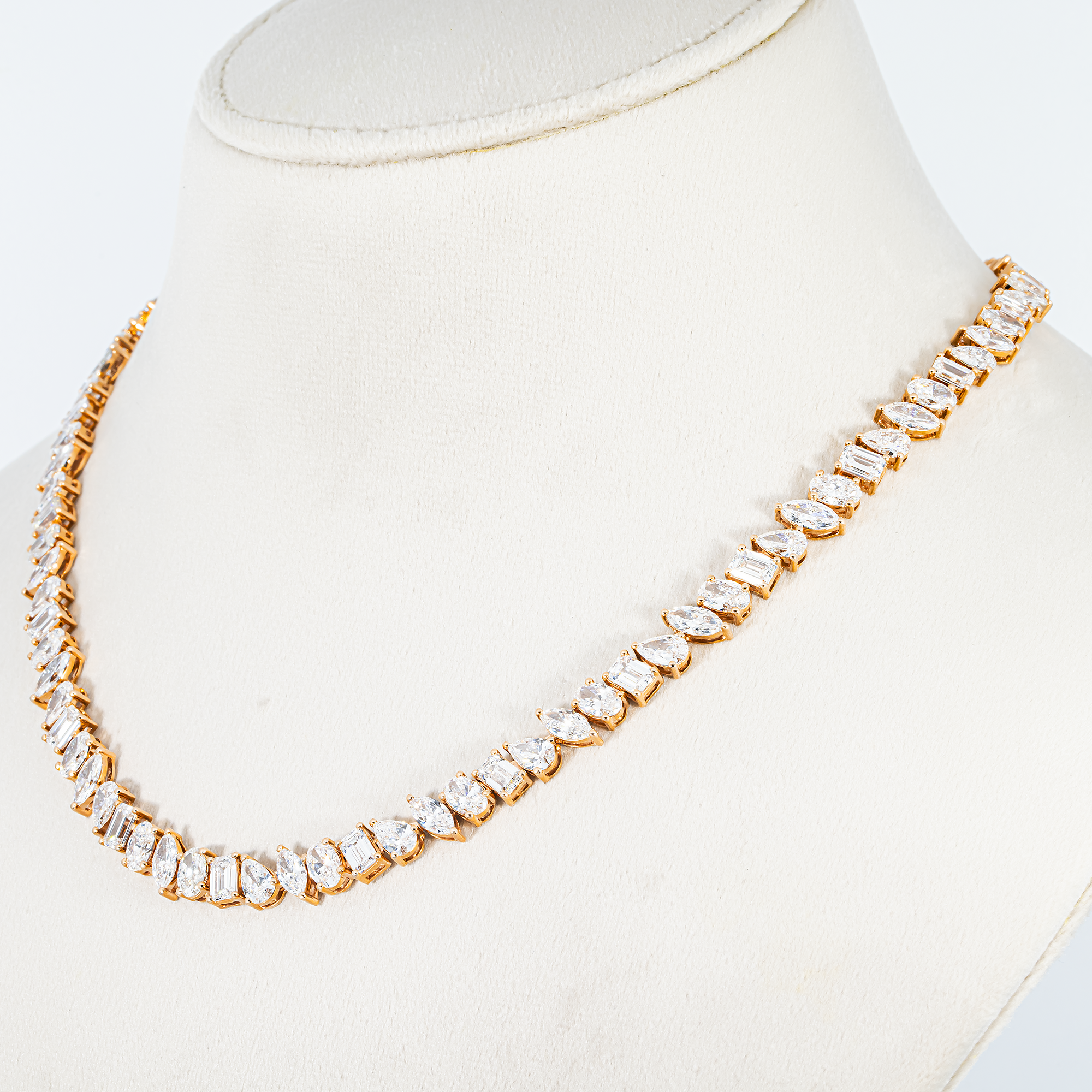 Rose Gold Multi Cut Diamond Necklace