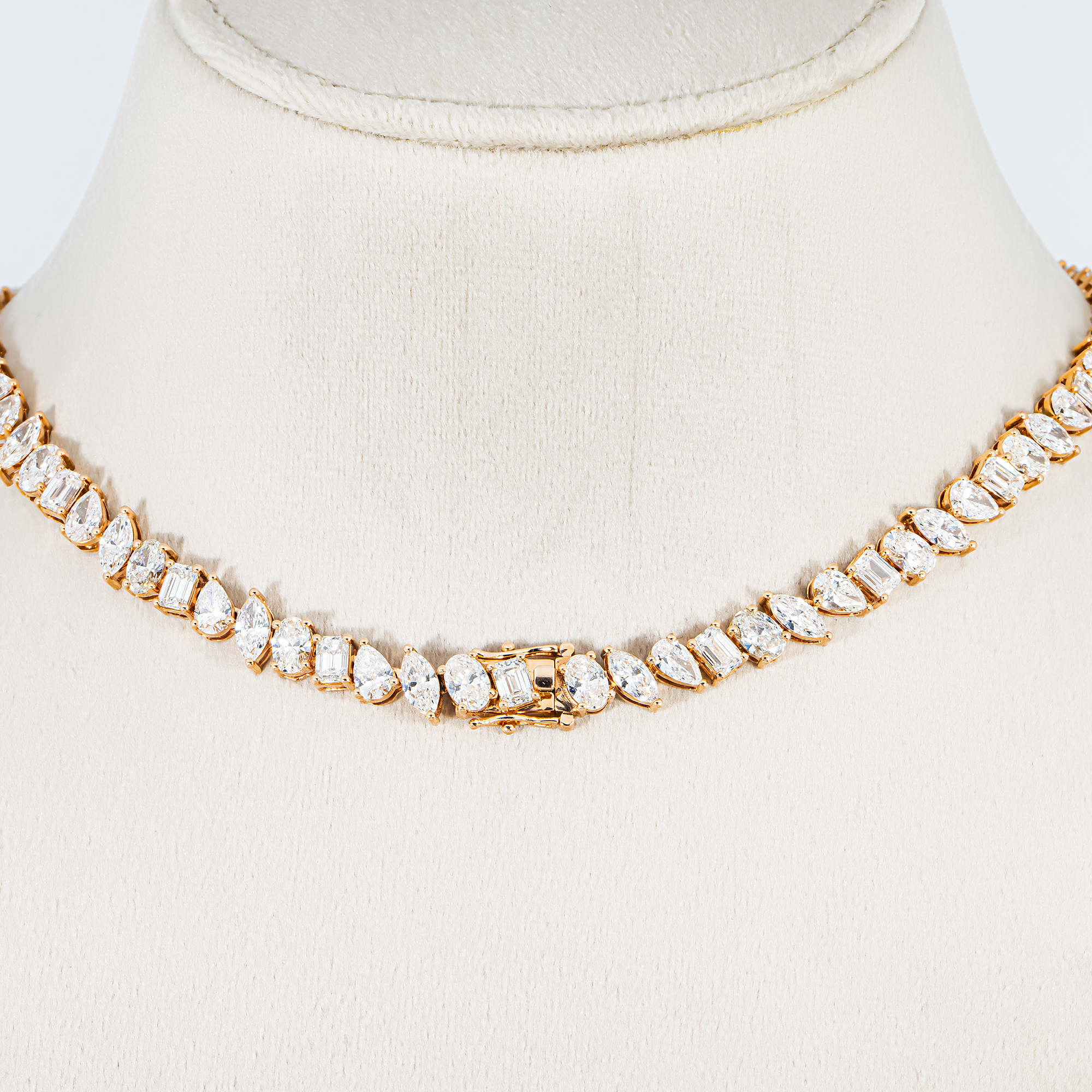 Rose Gold Multi Cut Diamond Necklace