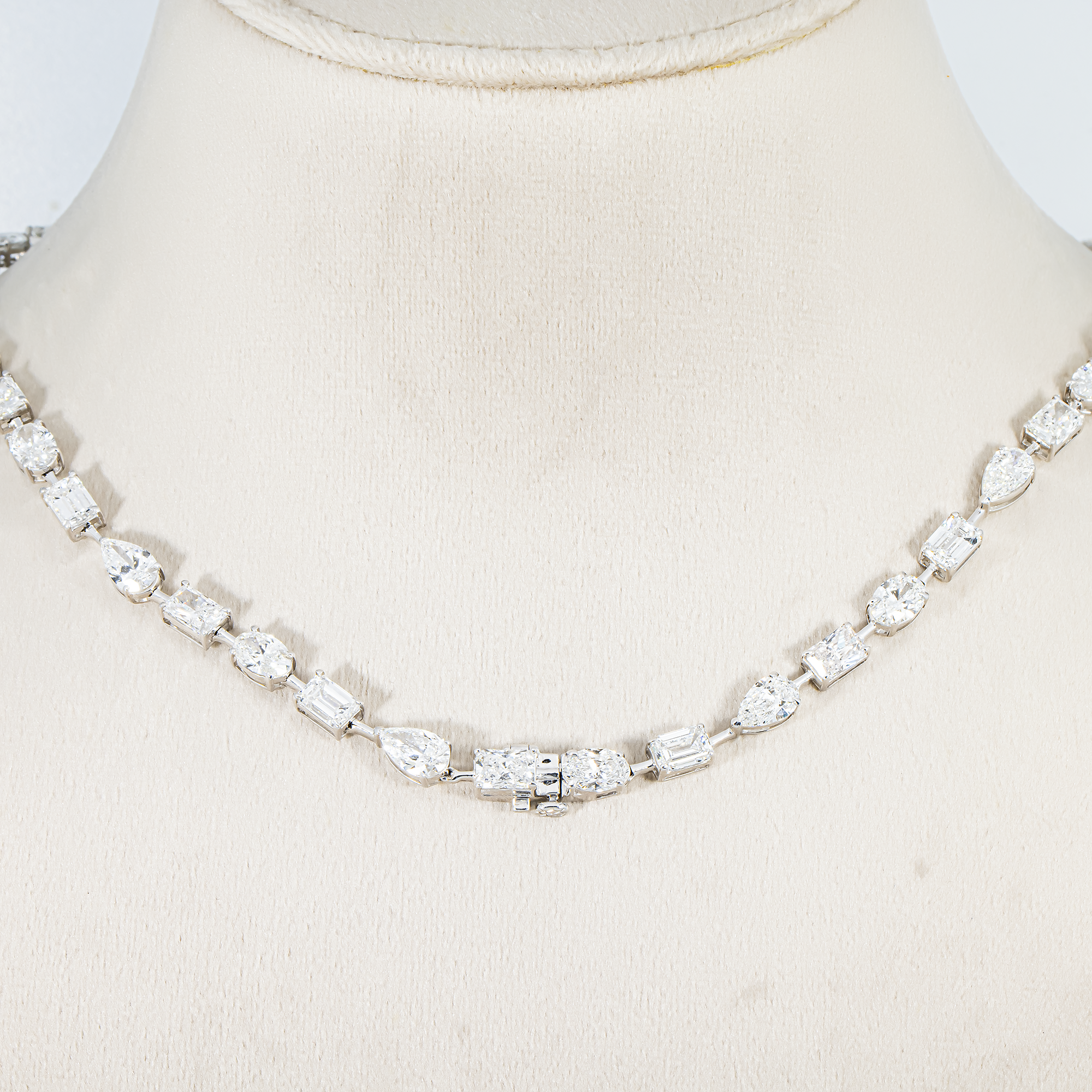 White Gold Multi Cut Diamond Satellite Necklace