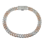 14K Two Tone Round & Baguette Diamond Cuban Link Chain 30.30ct
