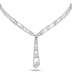 White Gold Asscher & Emerald Diamond Drop Necklace