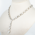 White Gold Asscher & Emerald Diamond Drop Necklace