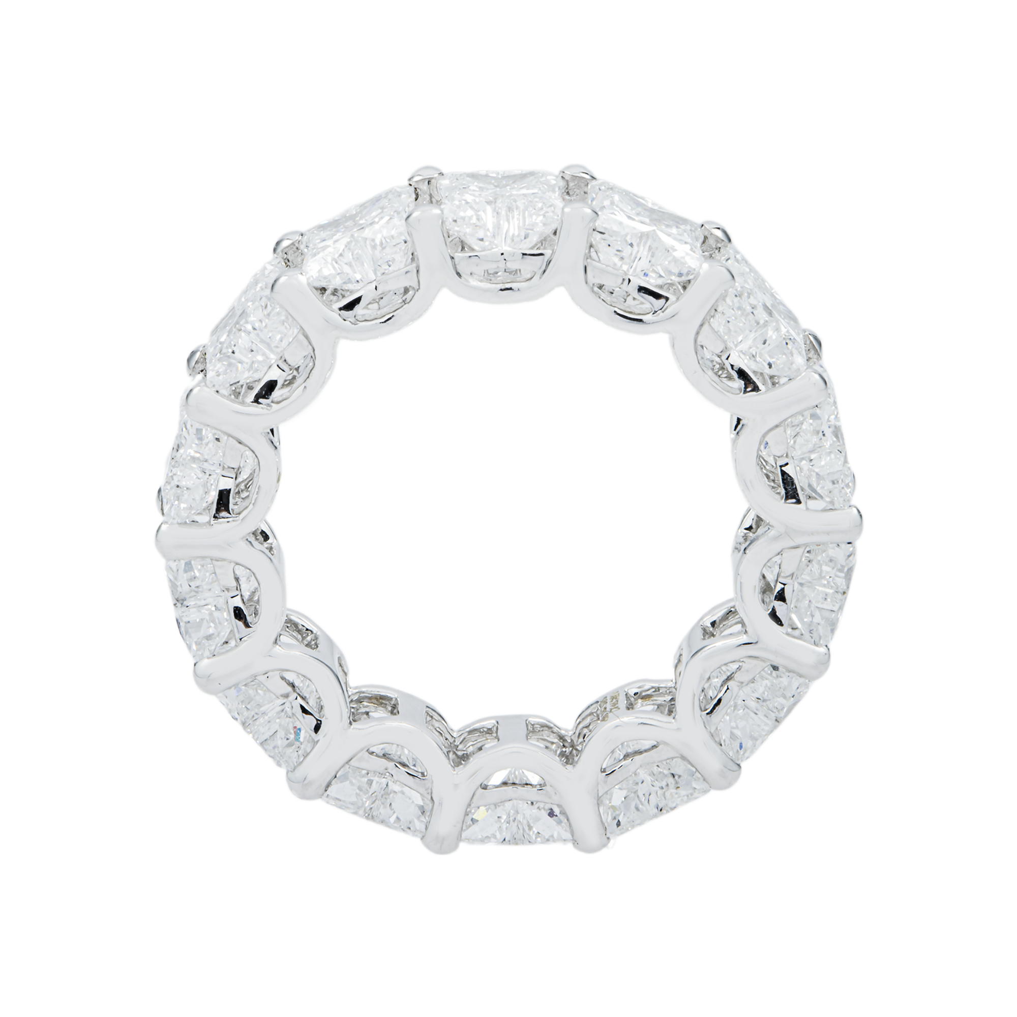 14K White Gold "LV" Cut Diamond Eternity Ring  7.38ct (Size 6)