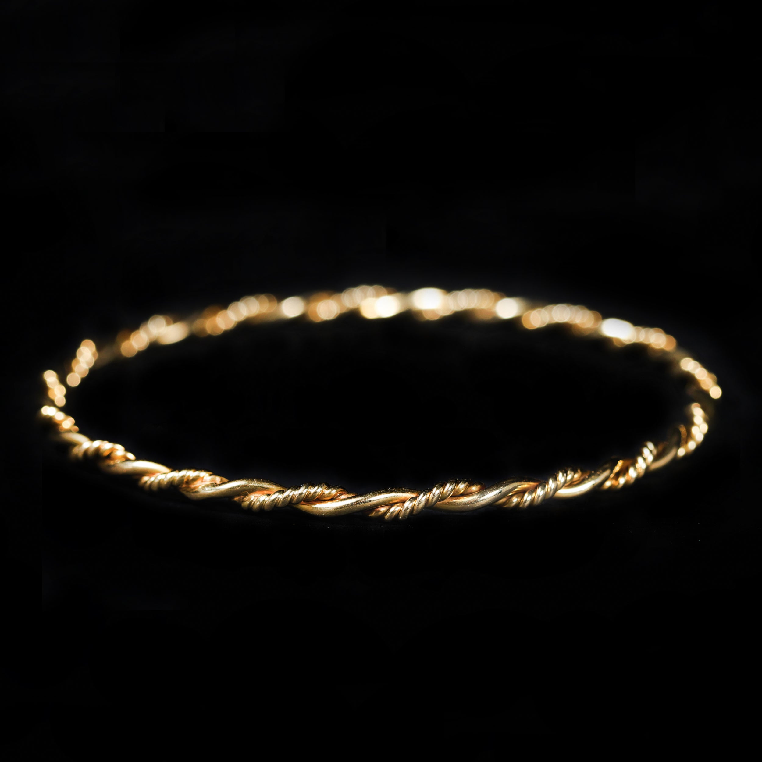 Estate 14K Yellow Gold Rope Bangle Bracelet