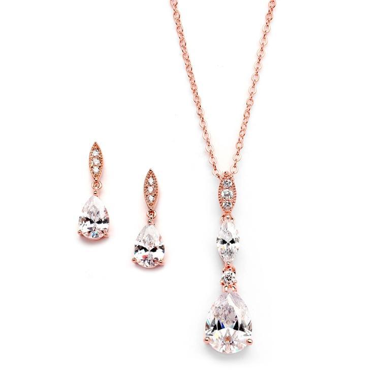 Alexa Rose Gold Diamond Pendant Set