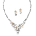 Angela Rose Gold Freshwater Pearl Necklace Set - Olivier Laudus Wedding Jewellery