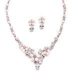 Angela Rose Gold Freshwater Pearl Necklace Set - Olivier Laudus Wedding Jewellery