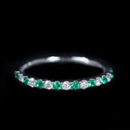 White Gold 0.18 CTW Emerald and Diamond Band