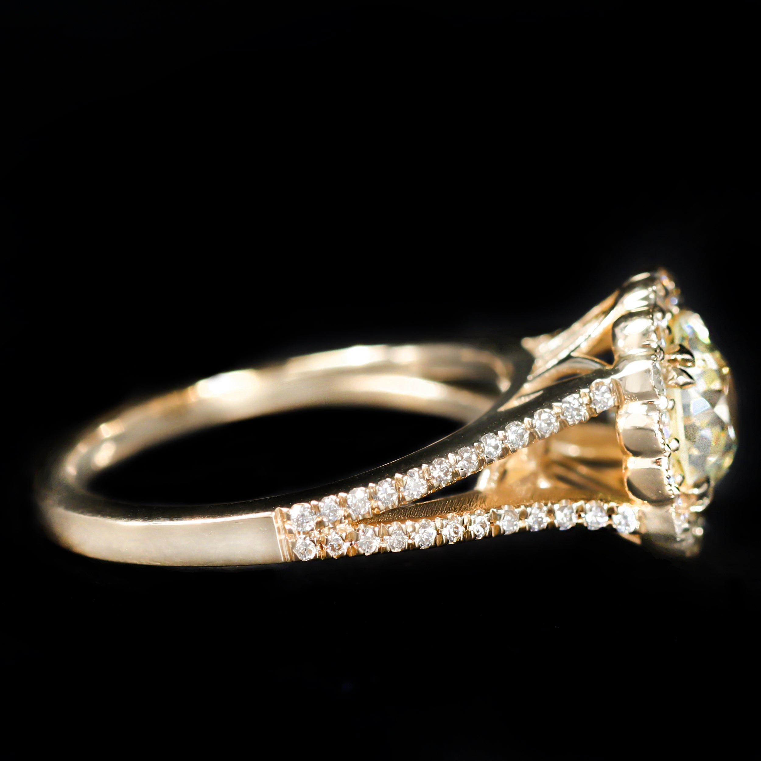 Yellow Gold 1.52 Carat Old European Cut Diamond Engagement Ring