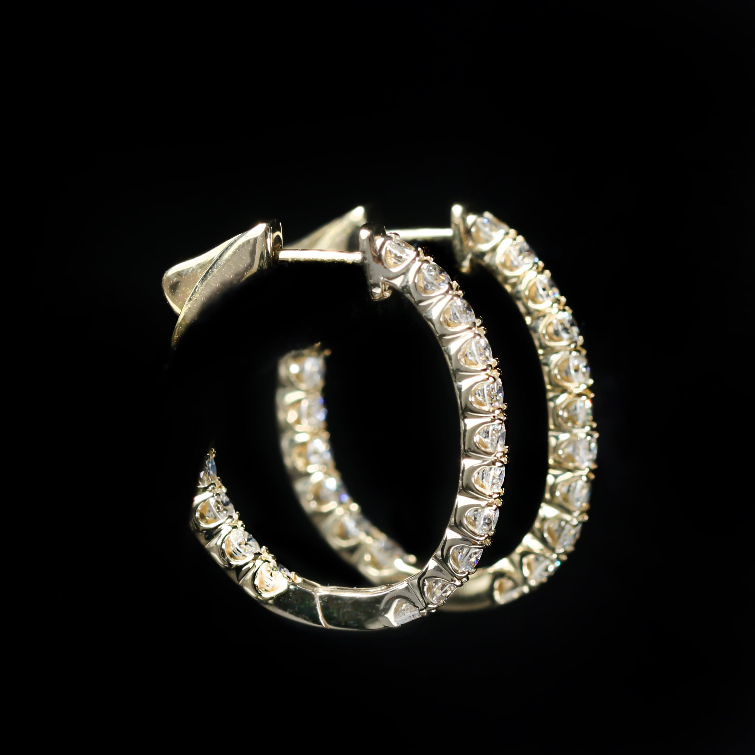 Yellow Gold 1.80 CTW Diamond Hoop Earrings