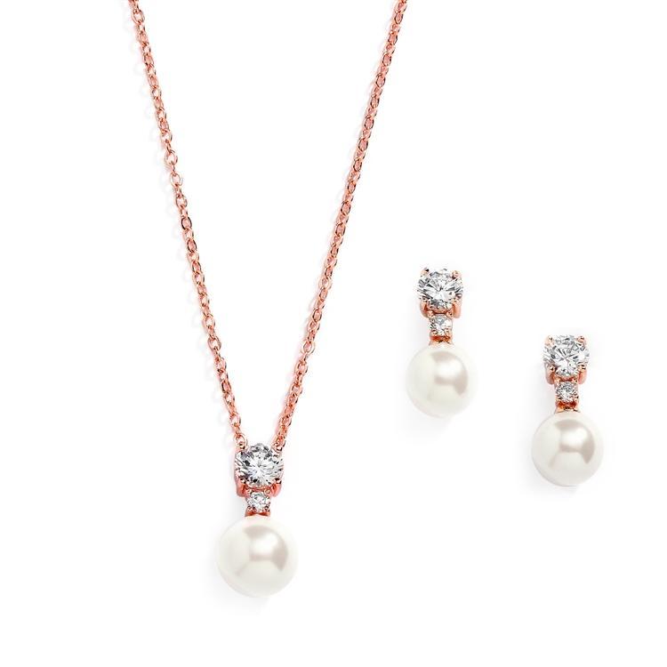 Becky Rose Gold Faux pearl Pendant Set