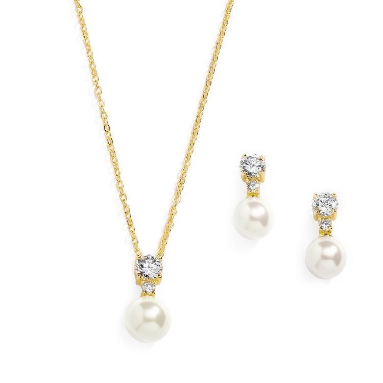 Becky Gold plated Faux pearl Pendant Set