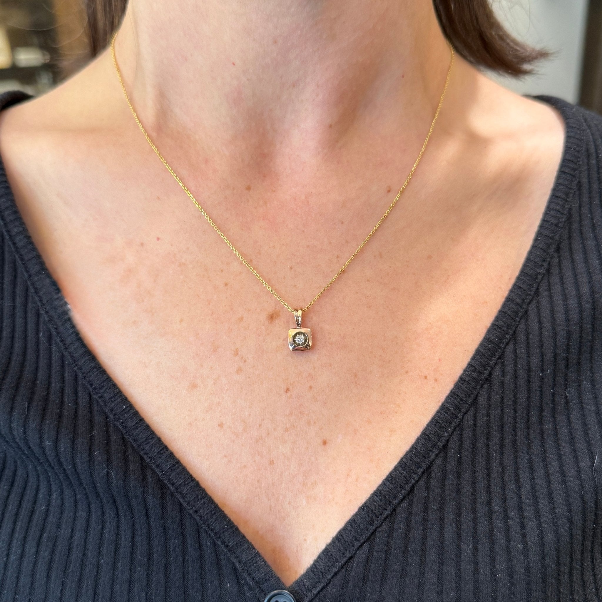 Estate 0.10 Carat Old Mine Cut Diamond Pendant
