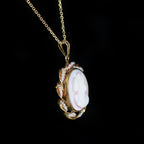 Estate Yellow Gold Cameo and Pearl Pendant