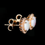 Rose Gold 1.50 CTW Opal and Diamond Stud Earrings