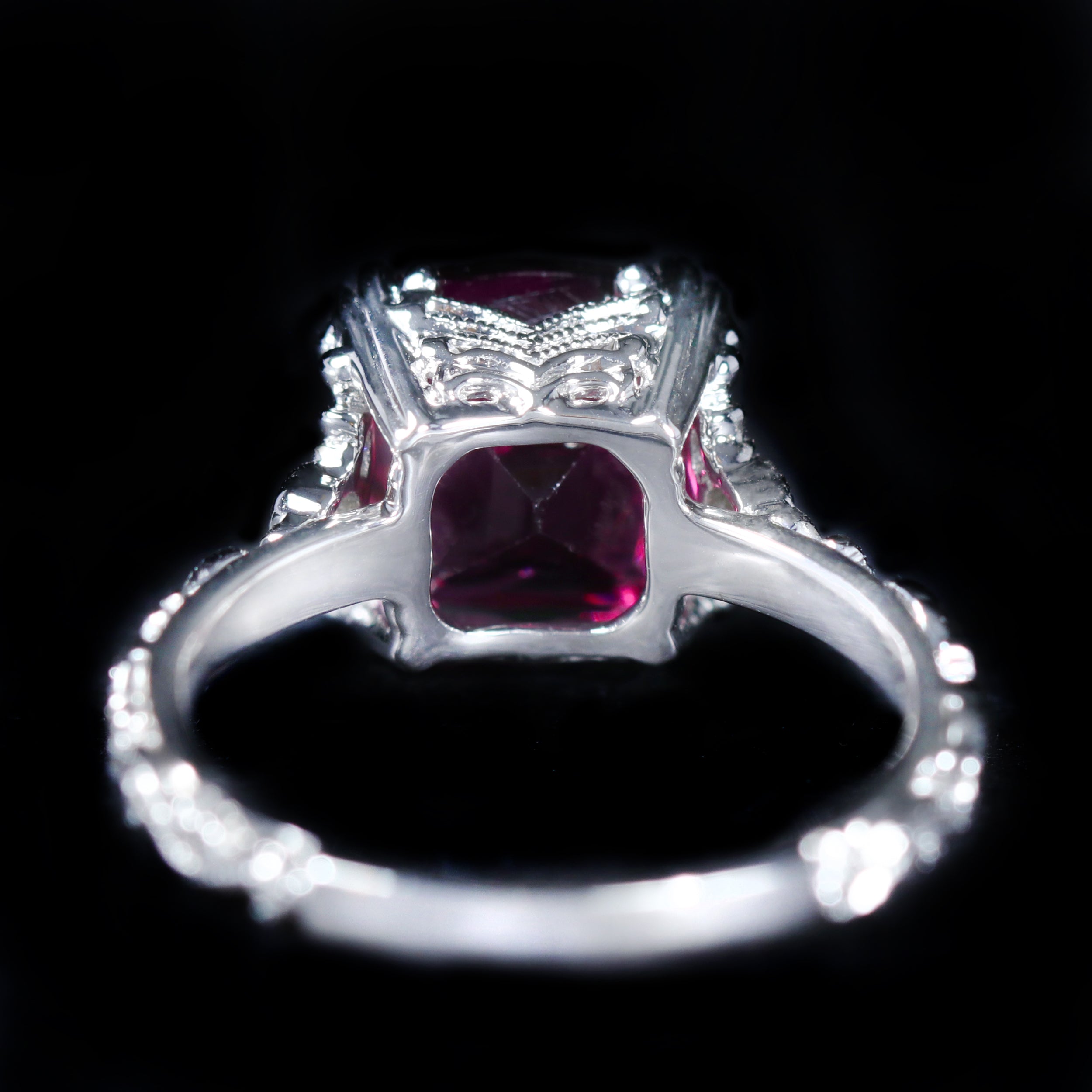 White Gold 4.18 Carat Rhodolite Garnet and Diamond Ring