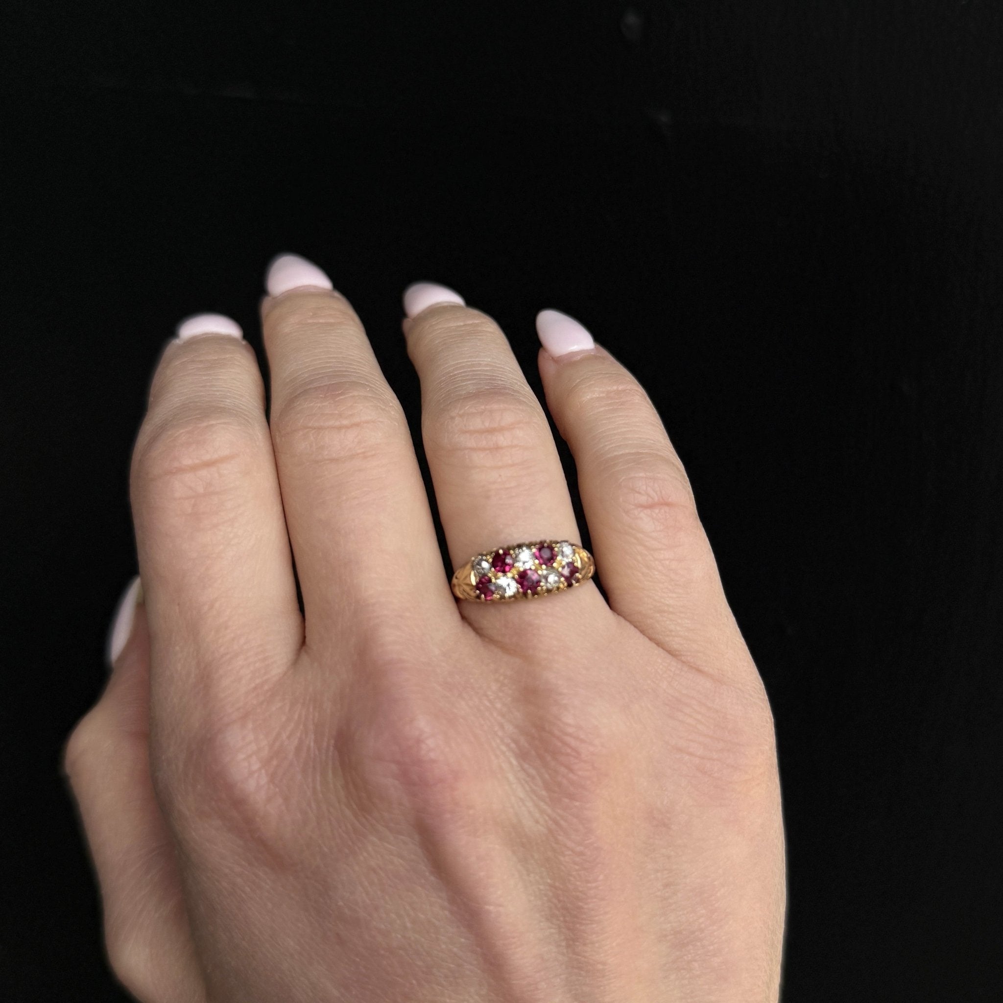 Victorian 0.75 CTW Ruby and Old Mine Cut Diamond Ring