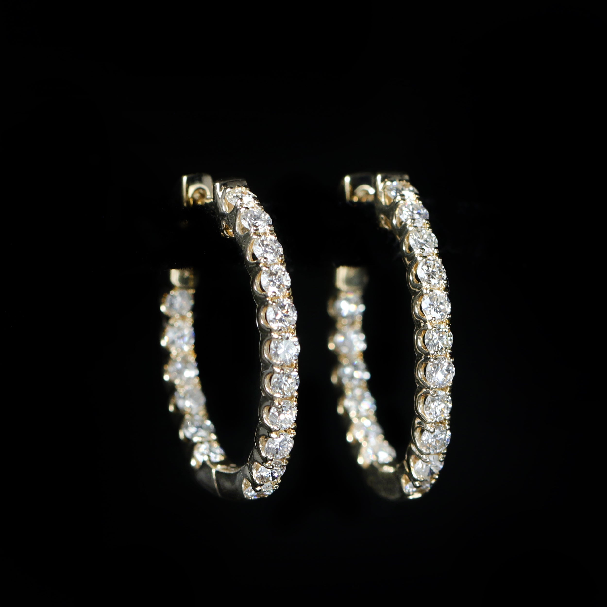 Yellow Gold 1.80 CTW Diamond Hoop Earrings