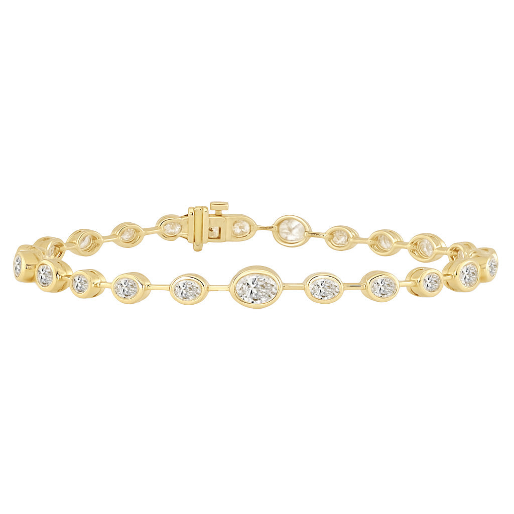 14kt gold diamond bezel orbit tennis bracelet