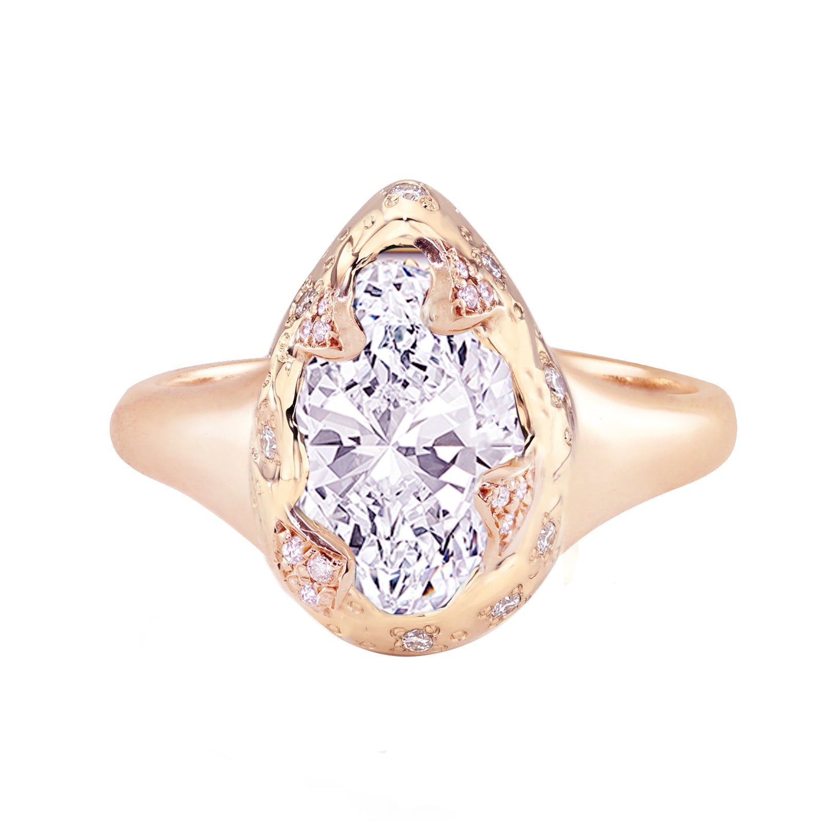 Yellow gold and diamond claw ring