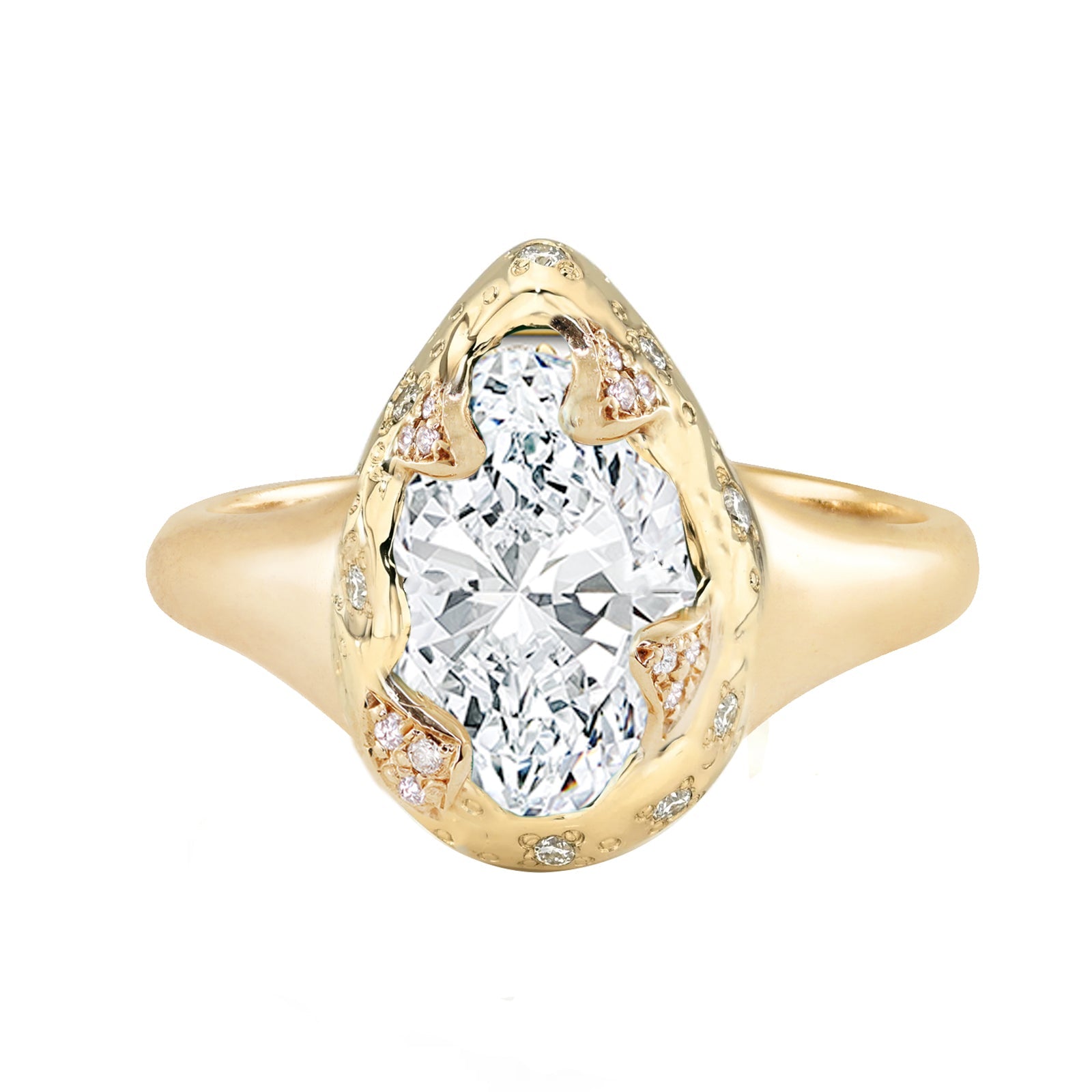 Yellow gold and diamond claw ring