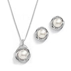 Dior Silver Freshwater Pearl Pendant Set - Olivier Laudus Wedding Jewellery