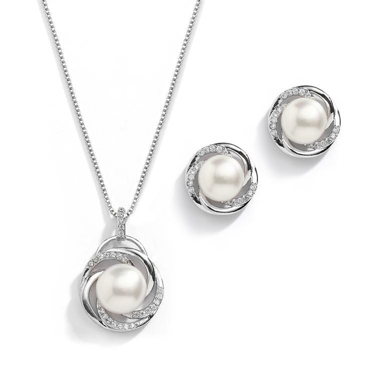 Dior Silver Freshwater Pearl Pendant Set - Olivier Laudus Wedding Jewellery