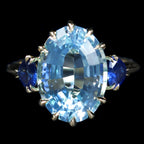 Yellow Gold 7.34 Carat Topaz, Sapphire, and Diamond Ring