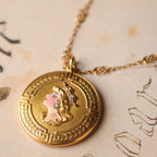Art Nouveau Diamond and Ruby Enamel Lady Locket Pendant