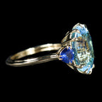 Yellow Gold 7.34 Carat Topaz, Sapphire, and Diamond Ring