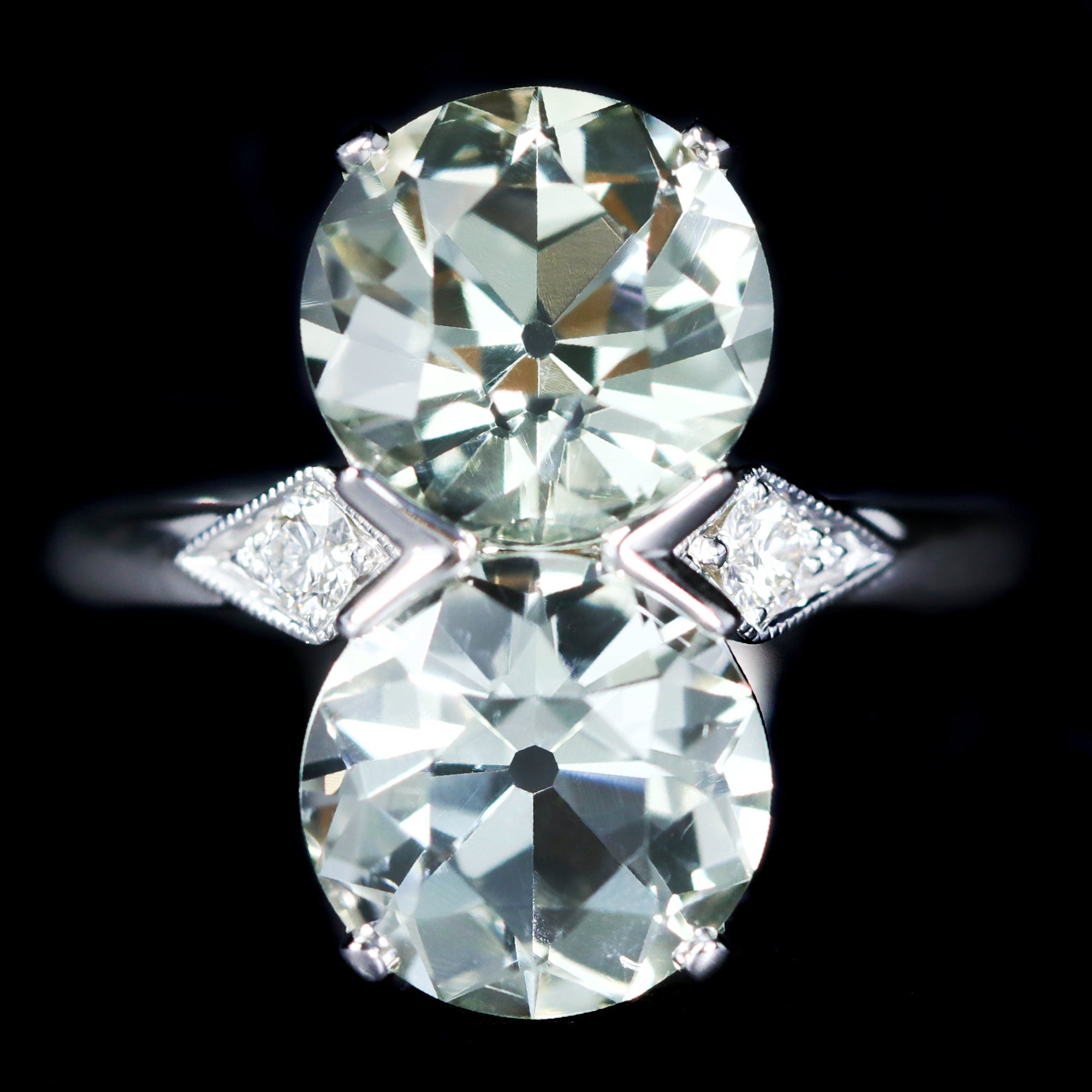 Prasiolite and Diamond Ring