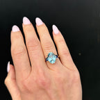Yellow Gold 7.34 Carat Topaz, Sapphire, and Diamond Ring