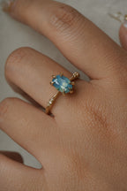 Golden Opalescent Blue Sapphire Ilona Ring
