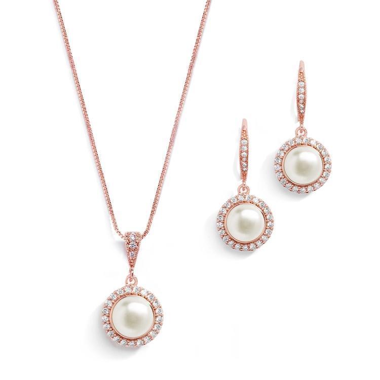 Luna Rose Gold Freshwater Pearl Pendant Set