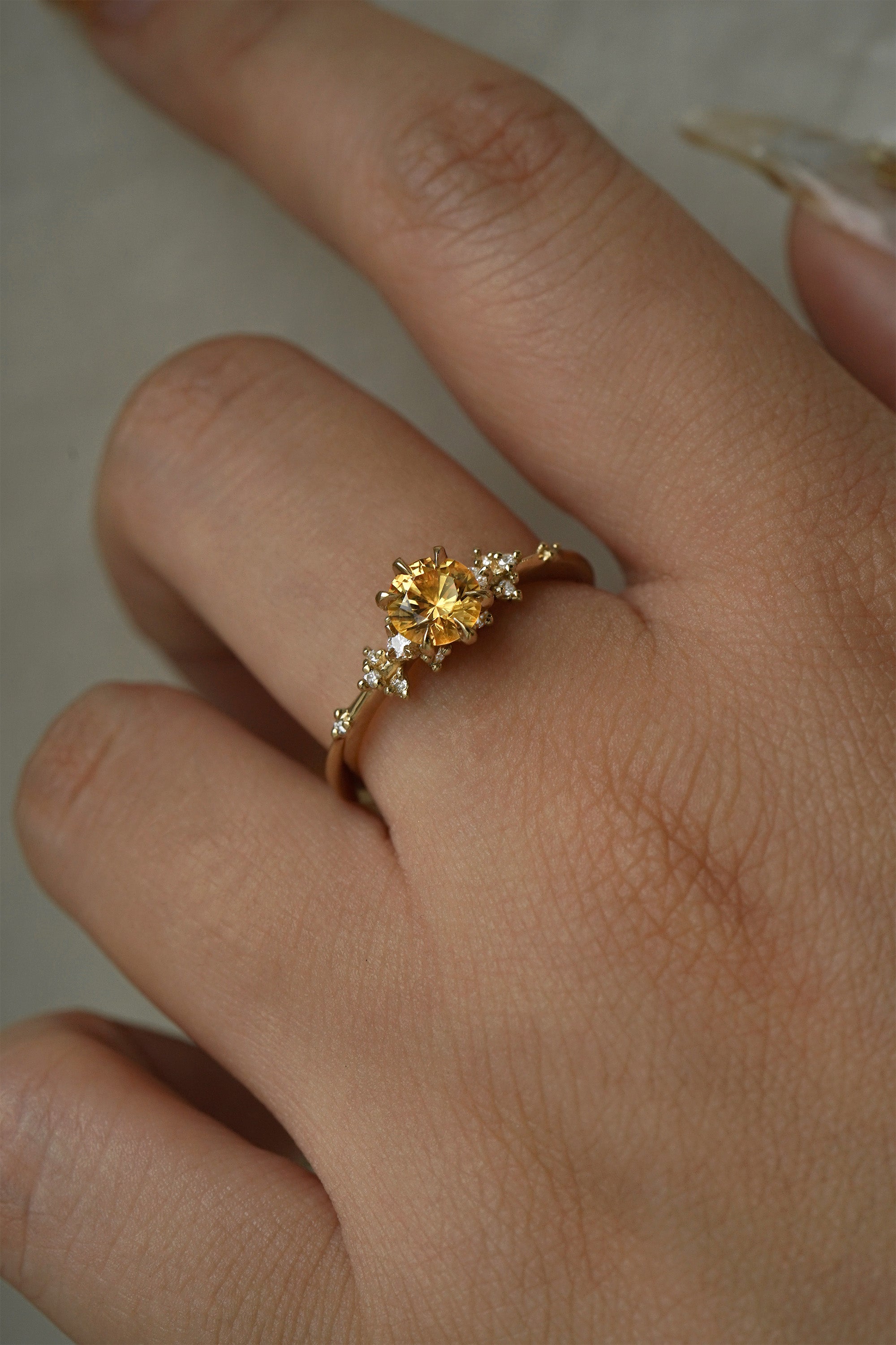 Golden Yellow Montana Sapphire Water Lily Ring